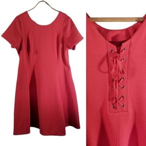 Lane Bryant Coral Corset Back Dress Fit Flare Quilted 20 NWT